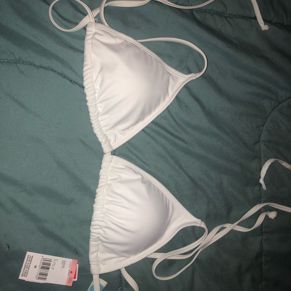 White bikini top and cover up shorts